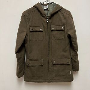 VINTAGE Billabong Army Olive Green Hooded Utility Cargo Jacket  Youth Med
